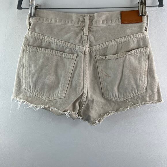 Citizens of Humanity Annabelle Beige Cut Off Shorts Mid-Rise Button-Fly Size 25 - Picture 3 of 10